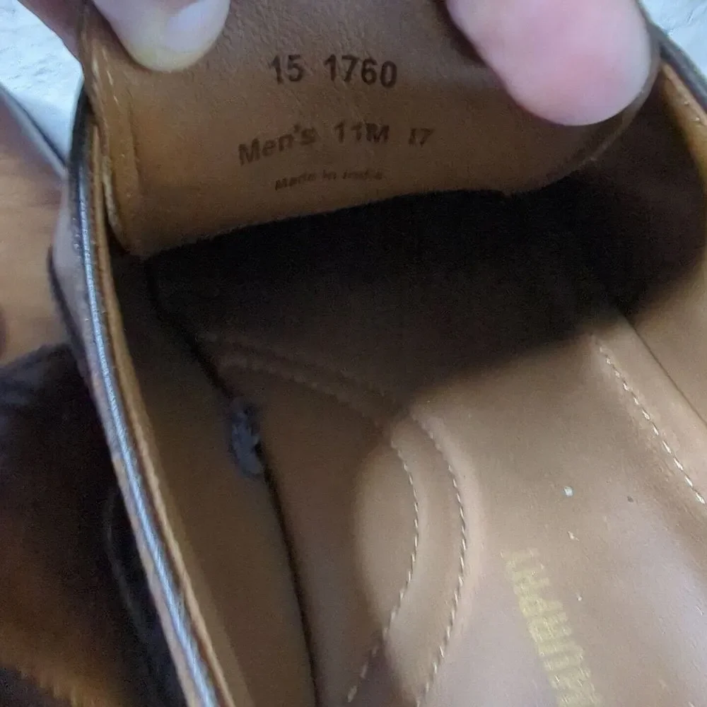 Johnston Murphy Sheepskin Medallion Toe Oxford Brown Leather 15-1760 Sz 11 M‎